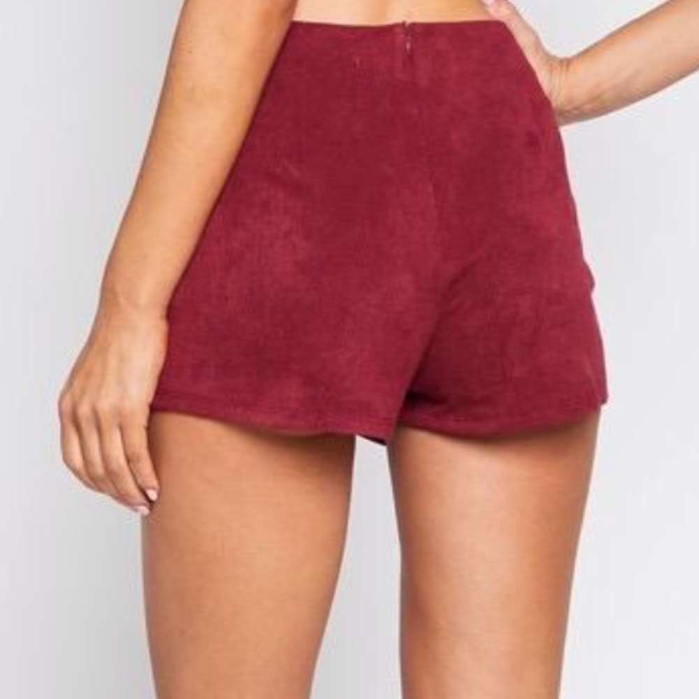 Blue Blush Asymmetrical Envelope Skort Suede - Picture 2 of 6
